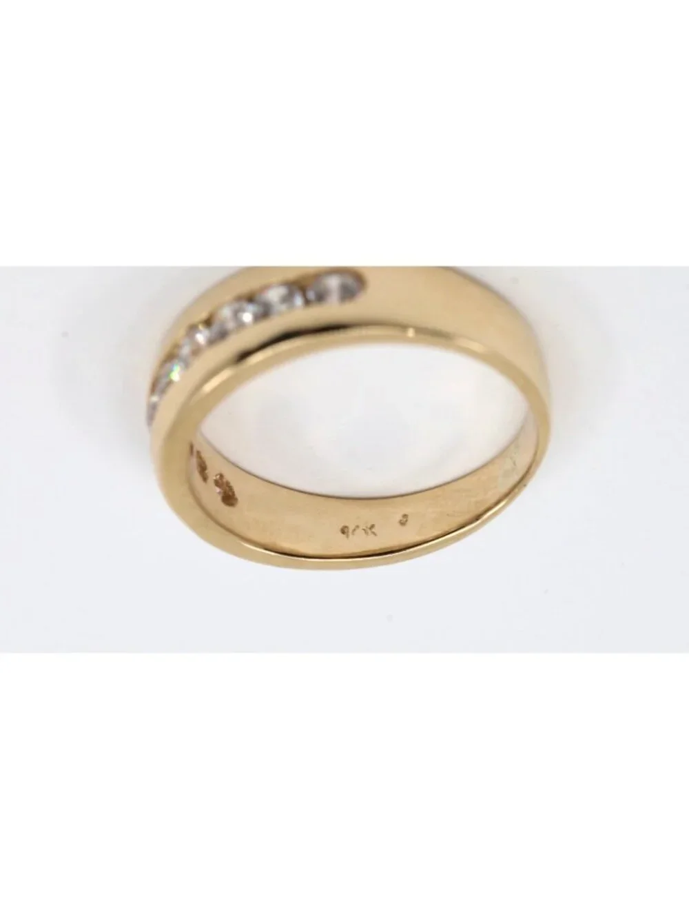 Unique 14K Solid Yellow Gold Designer Single Row CZ Wedding Ring Band -Size 4.25